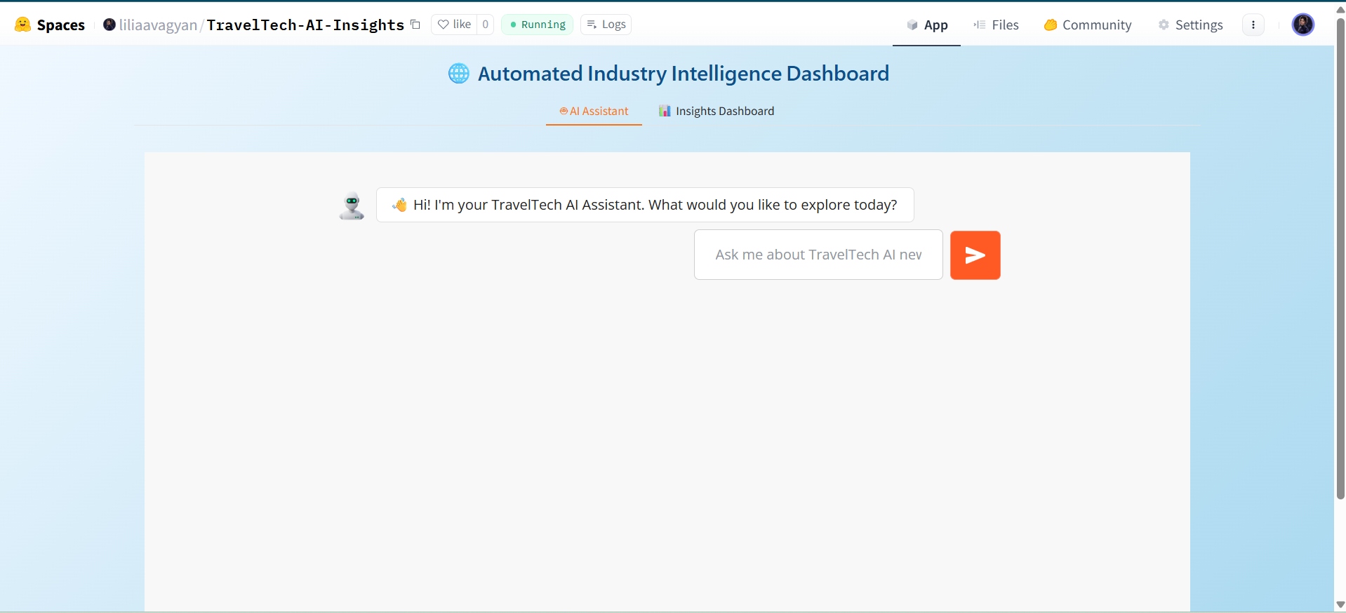AI assistant interface