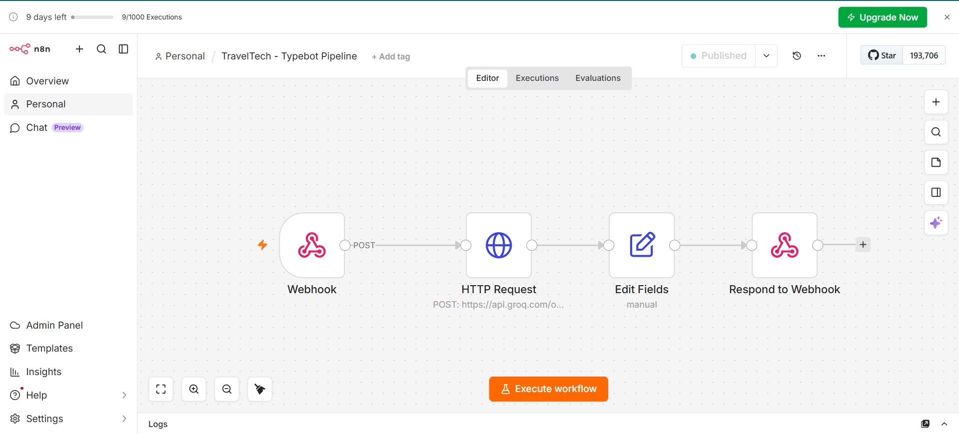 n8n Typebot pipeline