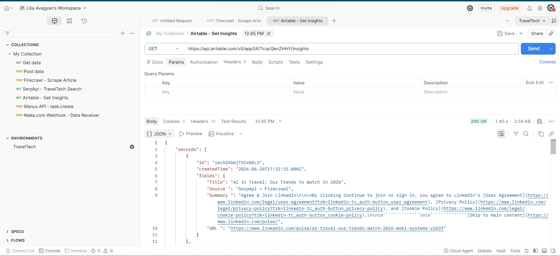 Postman Airtable test