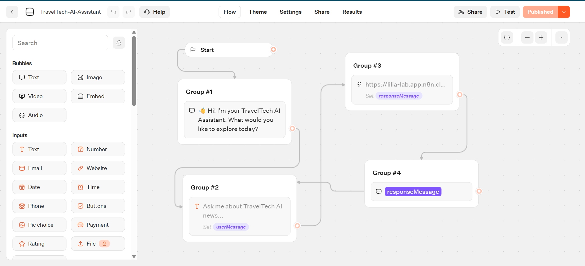 Typebot flow screen